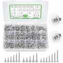 420pcs #8#10 Sheet Metal Screws Assortment Kit, 410 Stainless Steel Self Tapping Screws for Metal, Self Drilling Screws, 6 Sizes (1/2", 5/8", 3/4", 1", 1-1/4", 1-1/2")Modified Truss & Hex Washer Head