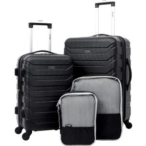 Wrangler 4 Piece Miami Luggage and Packing Cubes Set, Black