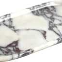 Natural Marble Tray, Coffee Table, Food, Fruit, Paper Cup, Cake Display, Coffee bar, Family Gatherings, Seasonal Holiday Decoration Tray(Viola-oval-11 x5 x0.7)