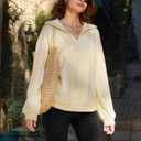 KFUBUO Women's Oversized Sweatshirt V Neck Long Sleeve Pullover Hoodie 2025 Fall Fashion Sweatshirts (Yellow, L)