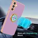 Fingic for Galaxy S25 Case[with 360 Rotatable Ring Holder][Support Magnetic Car Mount] Shiny Plating Gold Slim Thin Soft TPU Rugged Bumper Anti-Scratch Case for Galaxy S25 for Girls,Lavender Purple