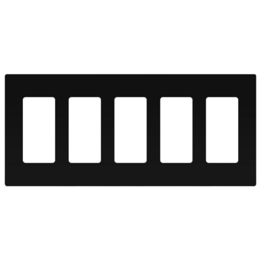 ENERLITES Screwless Decorator Wall Plates Child Safe Outlet Covers, Size 5-Gang 4.68" H x 10.14 L, Unbreakable Polycarbonate Thermoplastic, SI8835-BK, Glossy, Black