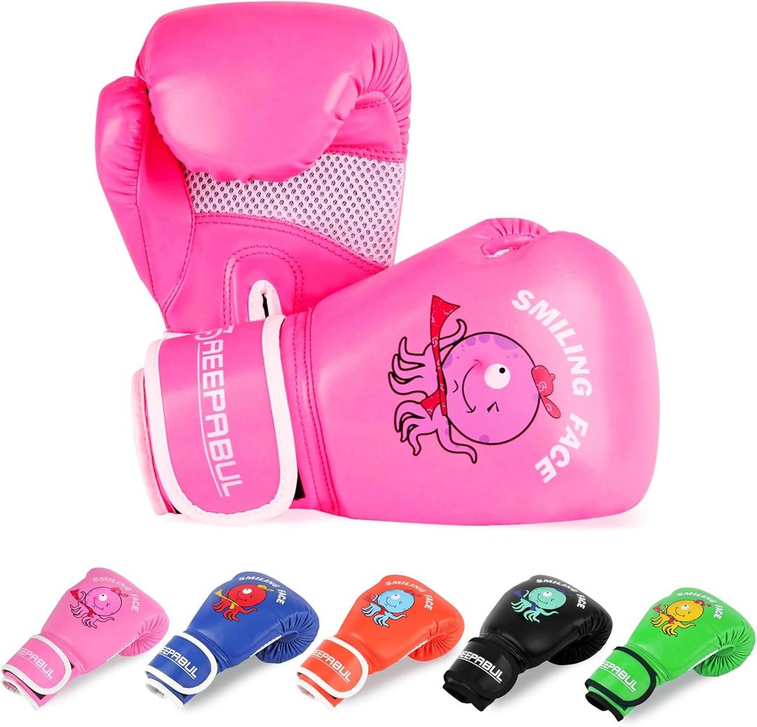 Upgrade Kids Boxing Gloves for 3-8 Year Boys and Girls, Toddler Boxing Gloves for Kids Training, Boxing Gloves Kid Sparring for Punching Bag, Kickboxing, Muay Thai, MMA (6oz, Pink)