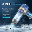 SakerPlus Mini Vacuum Cleaner, 3 in 1 Car Vacuum Cleaner High Power, 15000PA Powerful Suction, Air Duster, 7500mAh, Adjustable Small Vaccum Portable Cordless for Cars,Desktop,Home- Light Blue