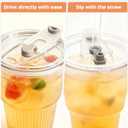 GGOLDMER 4 Pack Glass Tumblers with Lids and Straws, 20oz Iced Coffee Cups with Lids Reusable for Juices, Smoothies, Cocktail, Beer, Tea and Latte - Ribbed Design & Thick Glass
