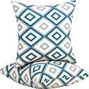 JMGBird Outdoor Pillows Set of 2 with Inserts - 18x18 Waterproof Throw Pillows for Patio Furniture, White Diamond Pattern Decorative Cushions for Deck Garden