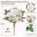 Yastouay 4 Bouquets Peonies Artificial Flowers, Mixed Pink & White Fake Peonies with Large Bloom, Silk Peony Flowers Faux Peony Bouquet for Wedding Centerpieces, Table, Vase & Home Decor
