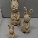 Cinnvoice 3 Pcs Rattan Effect Resin Easter Bunny Figurines Decor Wicker Easter Bunny Garden Statue with Bow for Spring Table Centerpieces Indoor Outdoor Patio Yard Farmhouse Decorations Home Decor