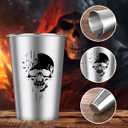 Skull Stainless Steel Beer Cups, Skull Gifts for Goth Fan, Stackable Camping Mugs for Outdoor Indoor Activity, Father's Day Halloween Christmas Gifts for Men Women, 500ML(2 Pack)