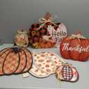 Set of 6 Farmhouse Outdoor Fall Decoration for Home Pumpkin Fall Porch Signs Decoration Standings Thankful Grateful Blessed Welcome Sign Thanksgiving Decor for Front Porch Garden Party Favor(Retro)