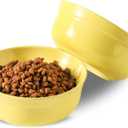 5.3 Inch Yellow Ceramic Small Dog Bowl Sets - Porcelain Wide Mouth Cat Food or Water Bowls, Cute Feeding Bowls for Indoor Small Size Dog, for Wet or Dry Food