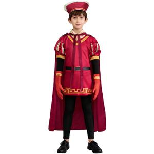 Uisozsfeb Men & Kids Classic Role Lord Costume Halloween Cosplay Red Cloak Top Costumes Robe Cape, (Small)