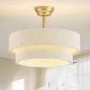 Boho Ceiling Fan with Light Caged Fandelier Rattan Chandelier Fan, Medium