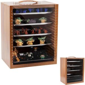 Miniature Carrying Case for Collectibles | Miniature Storage & Display Case for Figurines | Figure Model Holder & Transport Box | Also for Action Figures (Brown)