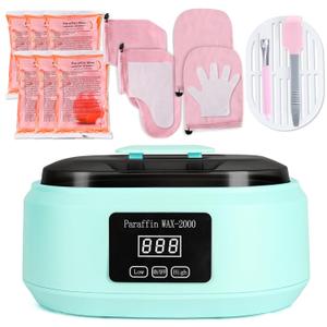 Paraffin Wax Machine for Hand and Feet - 3500ml Hot Wax Hand Wax Machine with 6 Pcs Paraffin Bath Wax, Auto-time and Keep Warm Paraffin Hand Wax Machine(Blue)