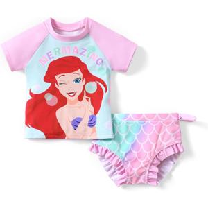 Disney Princess Frozen Marvel Elsa Minnie Toddler Girl Swimsuit Tankini Bathing Suit 2 Piece Swimwear UPF 50+ Rashguard 3-4 Years