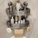 VOLPONE Corner Shower Caddy Suction Cup Shower Shelf Corner No Drilling Bathroom Shower Organizer Storage Rack Adhesive with Towel Bar Hooks (2Pack, Matte Gray)