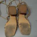 PiePieBuy Women's Lace Up Chunky Braided Heel Sandals Square Toe Strappy Ankle Strap Heels (8, Khaki)