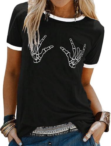 SOFIA'S CHOICE Womens T Shirts Vintage Short Sleeve Graphic Tee Basic Casual Summer Tops Black Small