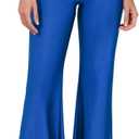 Tulucky Womens Stretchy Shiny Sports High Waisted Yoga Flare Pants Tummy Control Bell Bottom Leggings (Blue, L)