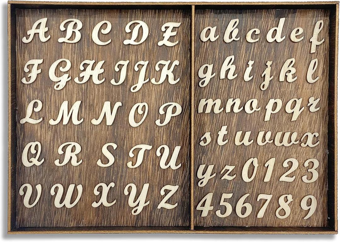 552 Pieces 0.75 Inch Mini Unfinished Wooden Letters Uppercase & Lowercase Unpainted Wooden Numbers Blank Wood Letters Storage for Scrapbooking Crafts
