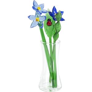 Red Co. Decorative Glass Lovely Flower Bouquet with Vase, Gift Boxed  Morning Glory