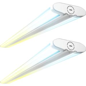 Sunco 4ft LED Shop Light, Hardwired Garage Lights for Workshop, Wraparound, 8200 Lumens, Surface Mount, Selectable Features, 50W/60W/70W, 3000K/4000K/5000K ETL 2 Pack