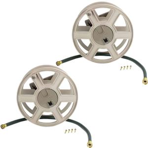 Suncast SWA100 100 Ft. Wall Mount Garden/Yard Hose Reel Side Winder (2 Pack)