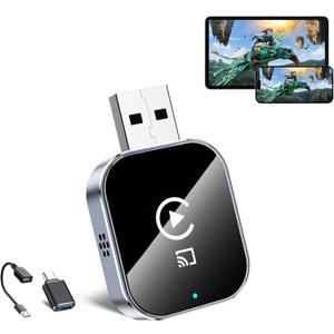 Wireless CarPlay Adapter for Android Auto - 3 in 1 Airplay Mirror Link Adapter Multi-User Seamless Connection Converts Wired to Wireless CarPlay Adapter - No Latency from iOS 10+ to Screen w/USB-C