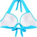 Ocean Blues Women's Push Up Bikini Top Halter Swimsuit Top (Blue, L)