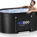 Upgrade XL 129 Gal Large Oval Ice Bath Tub for Athletes,Multiple Layered Portable Outdoor Cold Plunge Tub for Recovery,Cold Plunge for Family - Foldable Bathtubs for Gyms,Indoor,Outdoor use. (Black)