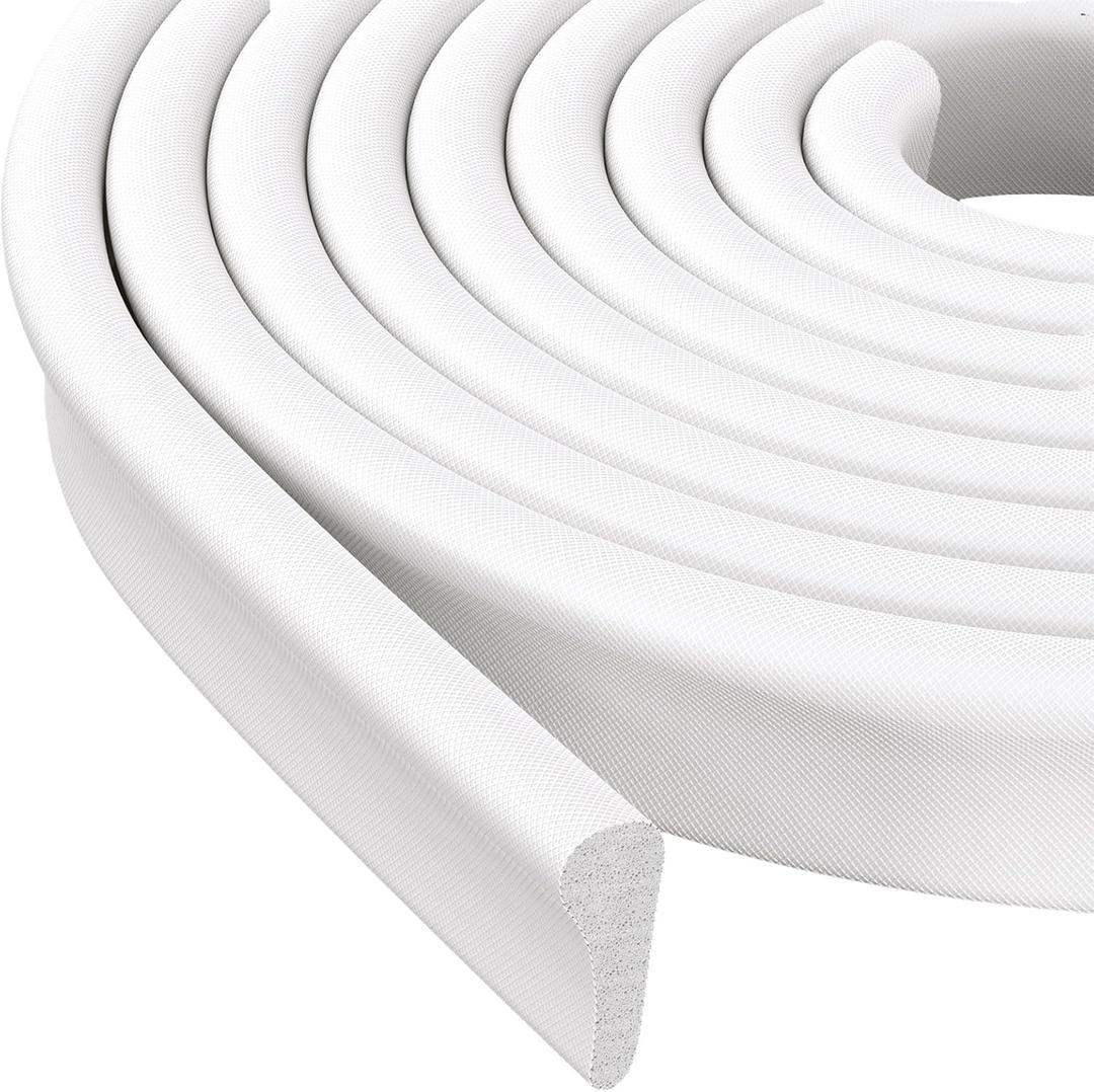 4 x Weather Stripping Door Seal Strip, 118'' Foam Weatherstripping Window Sealer Winter, Door Soundproofing Self Adhesive Window Door Insulation Strip for Exterior Door, Draft Stopper Gap Filler (White)