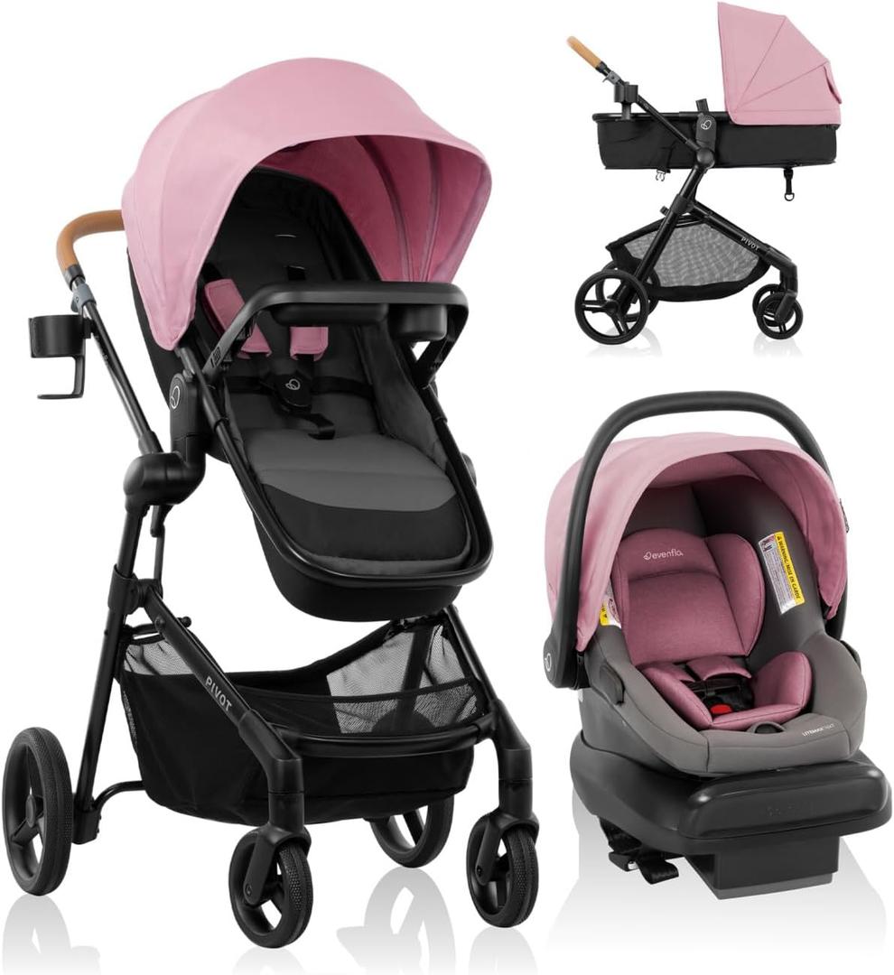 Evenflo Pivot NXT Travel System with LiteMax NXT Infant Car Seat (Lilas Pink) MFD 03/23/36