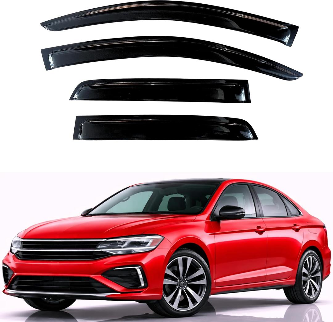 KPY Rain Guards Fit for 2019-2026 Volkswagen Jetta, Out-Channel Window Visors Vent Wind Deflectors 4PC, Car Accessories for 19-26 VW Jetta