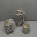 JHY DESIGN Set of 3 Metal Candle Holders Bronze Hurricane Pillar Candleholder Vintage Table Candlestick Holders Great Centerpieces for Home Decor Wedding Parties Events (Black)