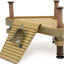 Allpdesky Decorative Turtle Pier Floating Basking Platform with Ramp Ladder