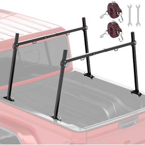 Truck Ladder Racks 1000Ibs Capacity Extendable Pick-Up Ladder Rack Universal Truck Bed Ladder Rack Heavy Duty Steel Non-Drilling for Kayak, Surfboard, Lumber, Ladder