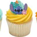 DecoPac Disney's Stitch 'Ohana Cupcake Rings, 24 Lilo & Stitch Cupcake Decorations For Birthday Parties & Celebrations, Food Safe Cake Toppers  24 Pack