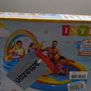 Intex 57453EP 9.75 Foot x 6.3 Foot x 53 Inch Multicolor Rainbow Slide Kids Inflatable Pool with Water Slide and Ring Toss for Children Ages 2 and Up