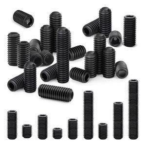 Grub Screws Assortment Kit, 250 Pcs Black Allen Head Hex Socket Grub Screw Set for Door Handle Screws ReplacementLight Fixture Screws4/5/6/8/10/12/16/20/25mm (M6)