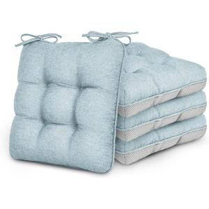 Love's cabin Memory Foam Chair Cushions Set of 4, Outdoor/Indoor Chair Pads for Dining Chairs 4 Pack, Seat Cushions for Kitchen, Dining Room, Office, Patio Chairs, 15.5"x15.5"x3.5" Light Blue