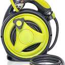 YASHINE 50ft Retractable Garden Hose Reel, Portable Hose Reel, 45+5FT with 10 Patterns Spray Nozzle, Adapts to standard US hose plugs, 50FT Hose Reel for Garden Watering Car Washing Pet -Green