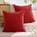 MIULEE Red Couch Pillow Covers 20x20 Inch, Set of 2 Soft Chenille Decorative Square Throw Pillow Covers Farmhouse for Sofa Living Room Bed