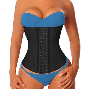 YIANNA Latex Long Torso Waist Trainer for Women Tummy Control Underbust Waist Cincher Corset Sport Girdle Body Shaper (Black 17 Steel Boned)