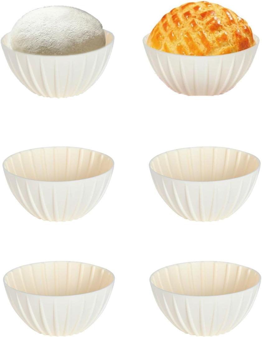 Mini Banneton Basket,6 Pcs 5 Inch Small Sourdough Banneton Bread Proofing Basket Set Round Proofing Bowl for Sourdough Loaf Pans Bread Baking Supplies (Beige)