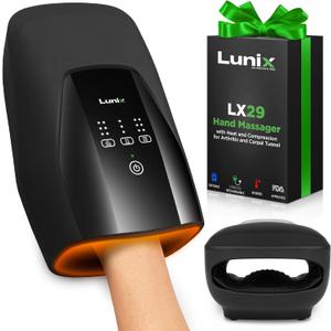Lunix LX29 Cordless Hand Massager with Heat and Compression, Relaxing Shiatsu Massager Machine for Arthritis, Pain Relief, Carpal Tunnel for Everyday Comfort, Charcoal Black