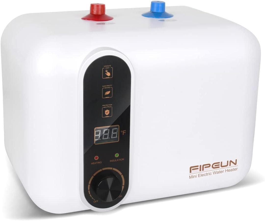 Electric Hot Water Heater 110/120V Small Compact Tank,Rv Tr 2.5-3.0 Gallon Trailer 1440-1500W Kitchen Instant Under Sink Counter Cupboard, Food Truck 2 PCs 16 Long 1/2FIP Stainless Steel Hose 11L