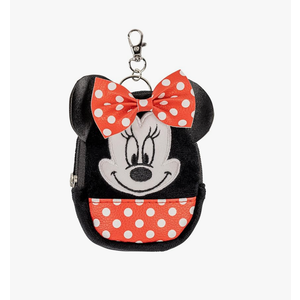 Disney Minnie Mouse Black and Red Mini Backpack Keychain, Black, White & Red, One Size, Modern