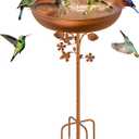 Metal Bird Bath for Outdoors Garden Birdbath Bowl, 39.6" Height Bird Feeders for Outside with 5 Prongs Base Stake, Standing Birdfeeders for Yard Lawn Decor (Vintage Copper)
