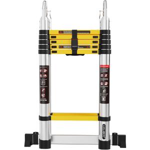 Telescoping Ladder A Frame, 16.5ft Aluminum Extension Folding Telescopic Ladder Lightweight 330lbs Max Capacity, Multi Purpose RV Ladder for Outdoor Work